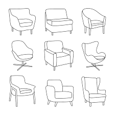 hand drawn chair set diffe types