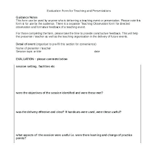 Evaluation Image Of Student Teacher Form Sample For Students