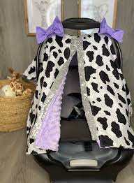 Cow Print And Lavender Car Seat Cover