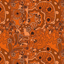 70s psychedelic monotone burnt orange
