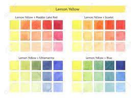 Color Chart Of Lemon Yellow Mixing With Others Primary Colors