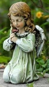 Angel Girl Kneeling Garden Statue 12 H