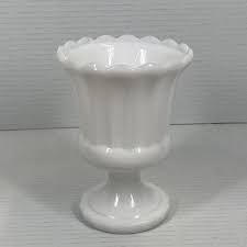 Vintage Milk Glass Pedestal Vase White