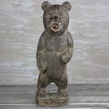 Hand Carved Rustic Wood Bear Sculpture