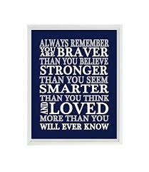 Promise me you'll always remember: Amazon Com Always Remember You Are Braver Than You Believe Quote Nursery Wall Art Inspirational Print Typography Baby Boy Nursery Navy Blue Gray Handmade