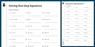 Solving One Step Equations Worksheets