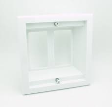 Kyle's wall plate extension frames can be used behind any standard sized plate to enlarge the overall dimensions of it to 6 x 4, 6 6, or 6 x 8. Dual Gang Recessed Decora Wall Plate Wall Box Combo