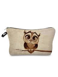 cute cartoon owl printed makeup bag