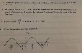 Solved 5 Write The Quadratic Equation