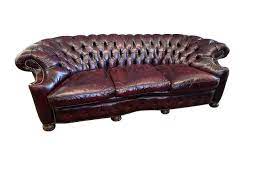 Vintage Tufted Leather Sofa In Oxblood