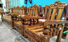 5 seater teak wooden sofa set for