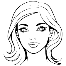 female face line art coloring page