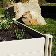 Yard Elements 4 Ft X 4 Ft Tan Raised Garden Bed Vinyl Planter Box For Growing Vegetables Flowers Herbs And Diy Gardening