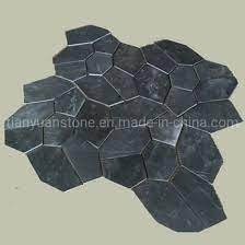 split irregular black slate paver mesh