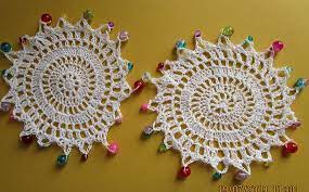White Crochet Beaded Wine Glass Covers