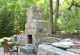 Natural Stone Outdoor Fireplace In