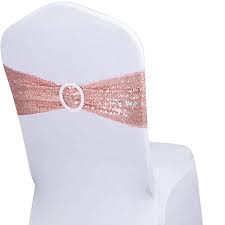 rose gold sequin chair sashes add a