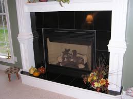 Black Granite Tile Fireplace In