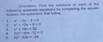 Following Quadratic Equations