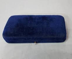 antique blue velvet jewelry box stick