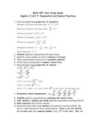Math 901 Algebra I Unit 1 Test Study Guide