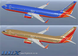 southwest boeing 737 800 gold blue for fsx