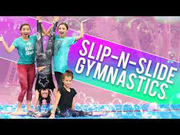 funny slip n slide gymnastics challenge