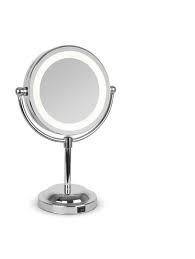 Round Chrome Free Standing Light Up Mirror Circle Light Mirror Mirror Table Makeup Mirror With Lights
