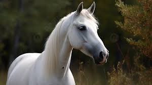 photo of a white horse that is standing