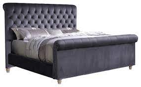 Mille Upholstered Tufted Bed Gray