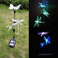 Solar Garden Lights Hummingbird Butterfly Dragonfly Solar Stake Lights Solar Powered Pathway Lights Multi Color
