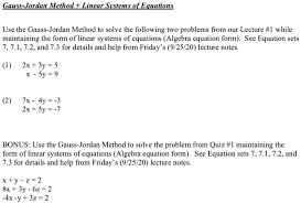 Gauss Jordan Method For Linear Systems