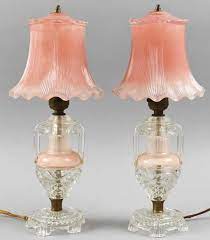 Pink Glass Boudoir Lamps