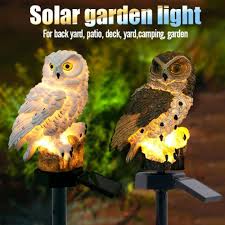 Us 2 66 58 Off Owl Solar Light With Powered Led Panel Owl Parrot Lawn Lamp Waterproof Garden Lights Ornament Animal Outdoor Yard Garden Lamp On