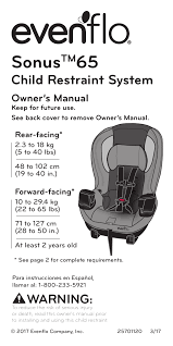 Evenflo Sonus 65 Car Seat Instruction