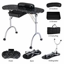 costway black manicure nail table