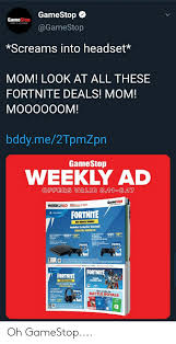 Since then, they've released a few more samsung exclusive skins along with other platform or company exclusive cosmetics including emotes. Gamestop Gamestop Screams Into Headset Mom Look At All These Fortnite Deals Mom Mooo00om Bddyme2tpmzpn Gamestop Weekly Ad Offers Valid 811 817 Gamestop Weeklyad Fortnite B Raystativn Ned Versa Bundle Includes Exclusive Content
