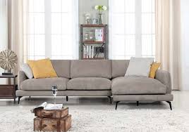 2 Seater Chaise Sofa In Grey Fabric