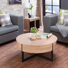 Round Wood Coffee Table With Storage
