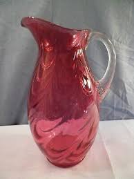 Fenton Cranberry Glass Pitcher Jug W