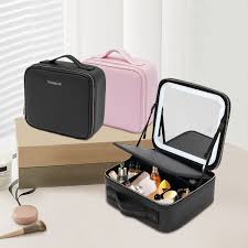 portable makeup case with led mirror