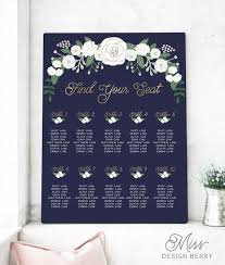 Wedding Seating Chart Sign Navy And Gold By