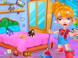play baby doll house cleaning game
