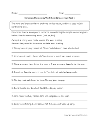 And Or And But Compound Sentences Worksheet Compound