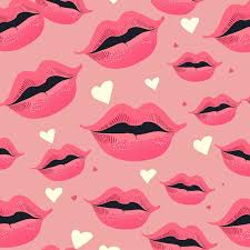pink kissing lips pattern background