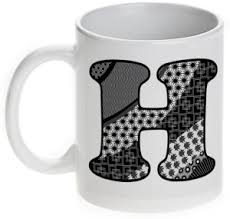 h alphabet name ceramic coffee mug