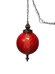 Red Globe Hanging Chain Swag Lamp