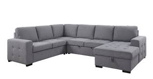 Storage Sleeper Sectional Sofa In Gray