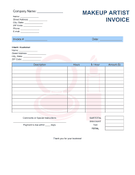 makeup artist invoice template word