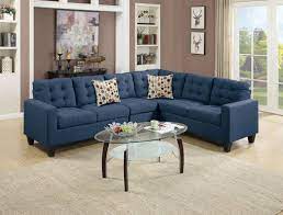 Poundex 4 Pcs Sectional Navy Polyfiber F6938